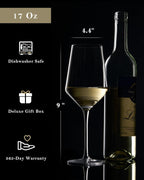 JBHO 17 oz Lead-Free Wine Glasses Set of 6, Hand Blown Durable Crystal Wine Glasses for Daily Use and Hosting Guests, Thin Rim for Serving Red and White Wine, Gift packing for any occasion