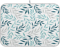 Blue Grey Olive Leaves Dish Drying Mat for Kitchen Counter Absorbent Microfiber Drying Pad, Large 18x24 in, Reversible Drainer Mats