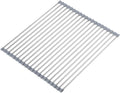 Roll Up Dish Drying Rack Over The Sink 17.7"(L) x 15.6"(W), Multipurpose Foldable Stainless Steel Kitchen Rollable Drainer Rack, Gray
