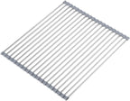 Roll Up Dish Drying Rack Over The Sink 17.7"(L) x 15.6"(W), Multipurpose Foldable Stainless Steel Kitchen Rollable Drainer Rack, Gray
