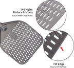 12-Inch Perforated Pizza Peel: Hard Anodized Aluminum Pizza Spatula with Silicone Handle, Professional Large Pizza Turning Peel, Pizza Paddle, 26-Inch Overall