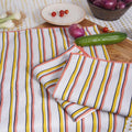 Printed Kitchen Dish Bar and Tea Towels Cotton, 18x28 inch with Trims, Cotton Dish Towel Sets (Yellow Stripes, Set of 6)