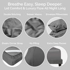 100% Viscose from Bamboo Sheets Queen Size, Super Soft Bedding Set, 4PC Cooling Sheets for Hot Sleepers, Vegan Silk Moisture Wicking, Organically Grown Bedsheet, Steel - 60" x 80"