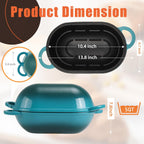 Enameled Cast Iron Bread Oven, 5QT Loaf Cast Iron Bread Pan with Lid, Oval Dutch Oven for Homemade Bread Baking (Gradient Blue-green)