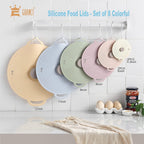 GUANCI Silicone Lids for Bowl 8 Pack, Microwave Splatter Cover with 6 Sizes Reusable Heat Resistant Lids Fits Cups, Bowls, Plates, Pots, Pans, Skillets, Stove Top, Oven, Fridge Dishwasher Safe