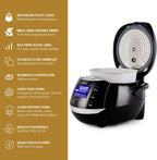 Yum Asia Sakura Rice Cooker with Ceramic Bowl and Advanced Fuzzy Logic (8 Cup, 1.5 Litre) 6 Rice Cook Functions, 6 Multicook Functions, Motouch LED Display, 120V Power (Black and Silver)