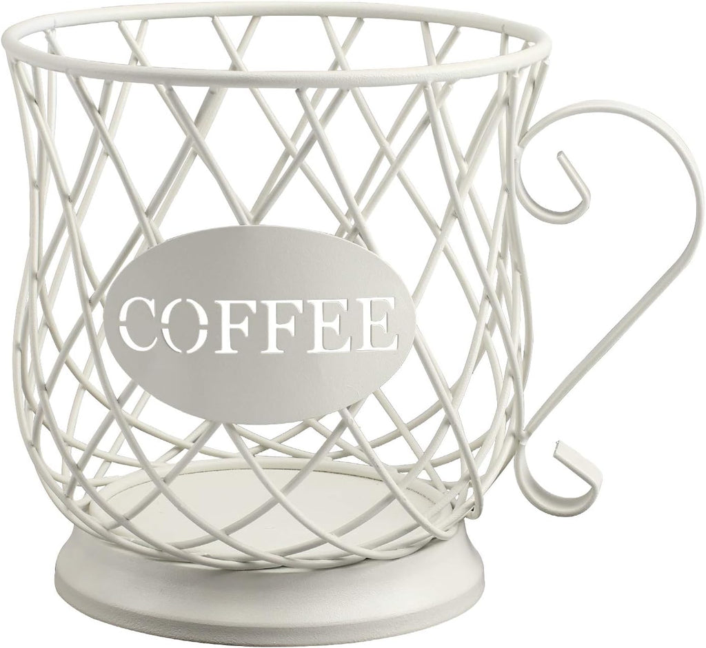TreeLen Coffee Pod Capsule Storage Holder for 35 K Cups Capacity K Cup Holder K Cup Organizer for Counter Coffee Bar and Coffee Table - White