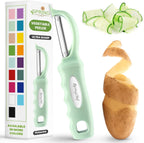 Spring Chef Premium Swivel Vegetable Peeler, Comfortable Handle and Ultra Sharp Stainless Steel Blades - Perfect Kitchen Peeler For Veggie, Fruit, Potato, Carrot, Apple - Pistachio