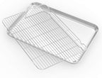 Baking Sheet with Cooling Rack and Silicone Baking Mat, 20 Inch Stainless Steel Bakeware, Healthy & Nontoxic & Rustproof & Easy Clean & Dishwasher Safe