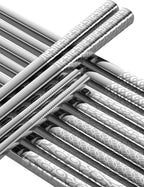 Metal Chopsticks Reusable 18/8 stainless steel Chopsticks 5 Pairs Modern Style Dishwasher Safe Lightweight Non-Slip Chop Sticks 9 1/4 Inches Present Set