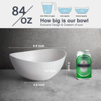 9.6'' Serving Bowls, 84oz Bamboo Fiber Salad Bowl Set of 4, Deep Serving Bowls Set, Large Oval Individual Bowls for Eating Salad/Pasta/Cereal/Pho, Ideal for Home & Restaurant (Matte White)