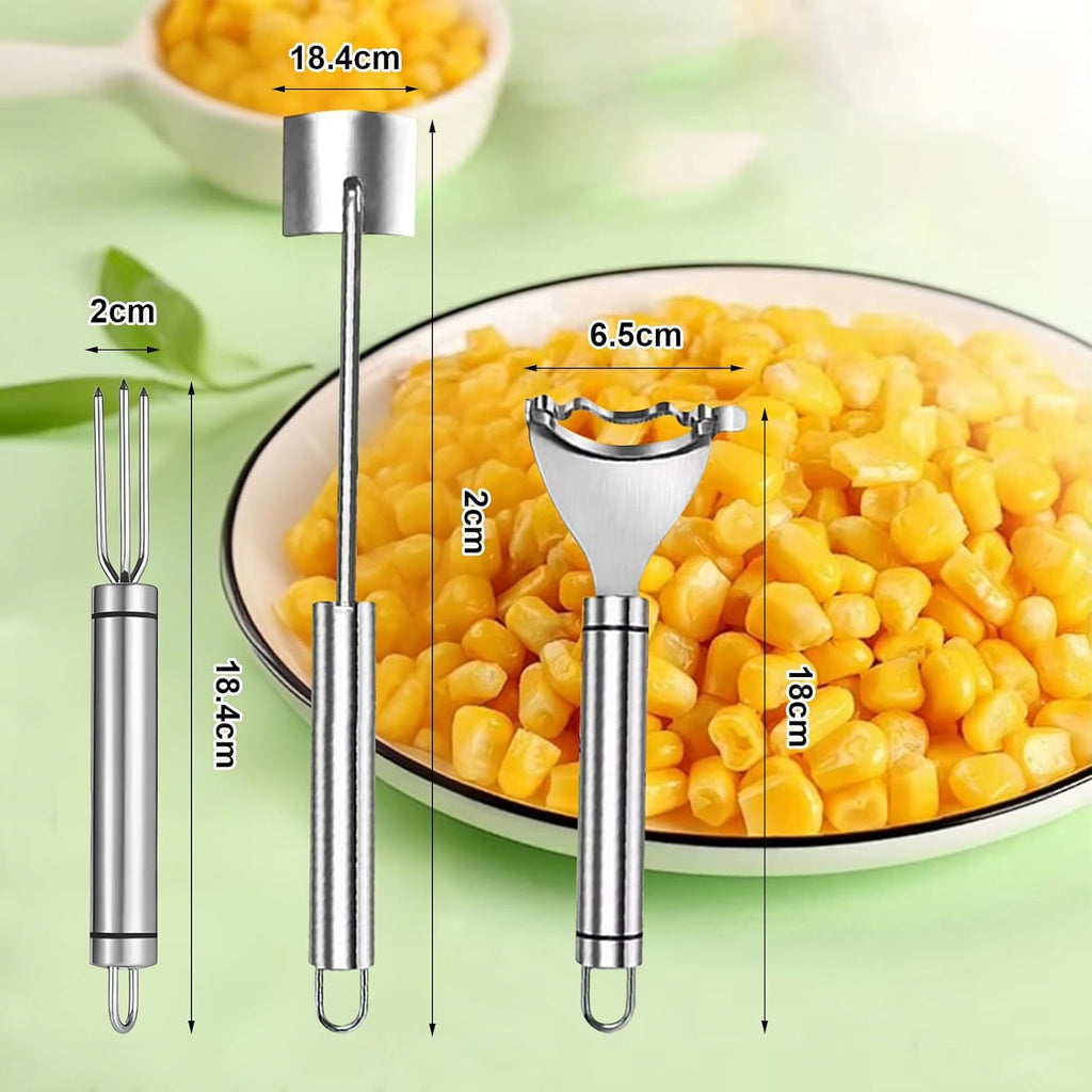 3 Pack Corn Cob Peeler, Corn Peeler & Stripper, Stainless Steel Corn Shovel, Corn Planer, Corn Fork, Corn on the Cob Remover, with Ergonomic Handle, Easy to Use, for Home & Outdoor Dining