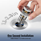 (2 Pc) All Metal Bathroom Sink Stopper Fit 99% - 3 in 1 Universal Pop Up Sink Stopper with Removable Stainless Steel Filter Basket Hair Catcher - for 1.1'' to 2.36'' Basin - Brass Core, 7000+ Tested