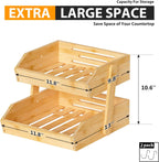 Bamboo Fruit Basket for Kitchen–2 Tier Fruit Bowl For Kitchen Counter, Large Fruit Holder With 2 Banana Hangers, Idea For Fruit and Vegetable Storage, Bread Basket, Snack Organizer(BAMBOO)