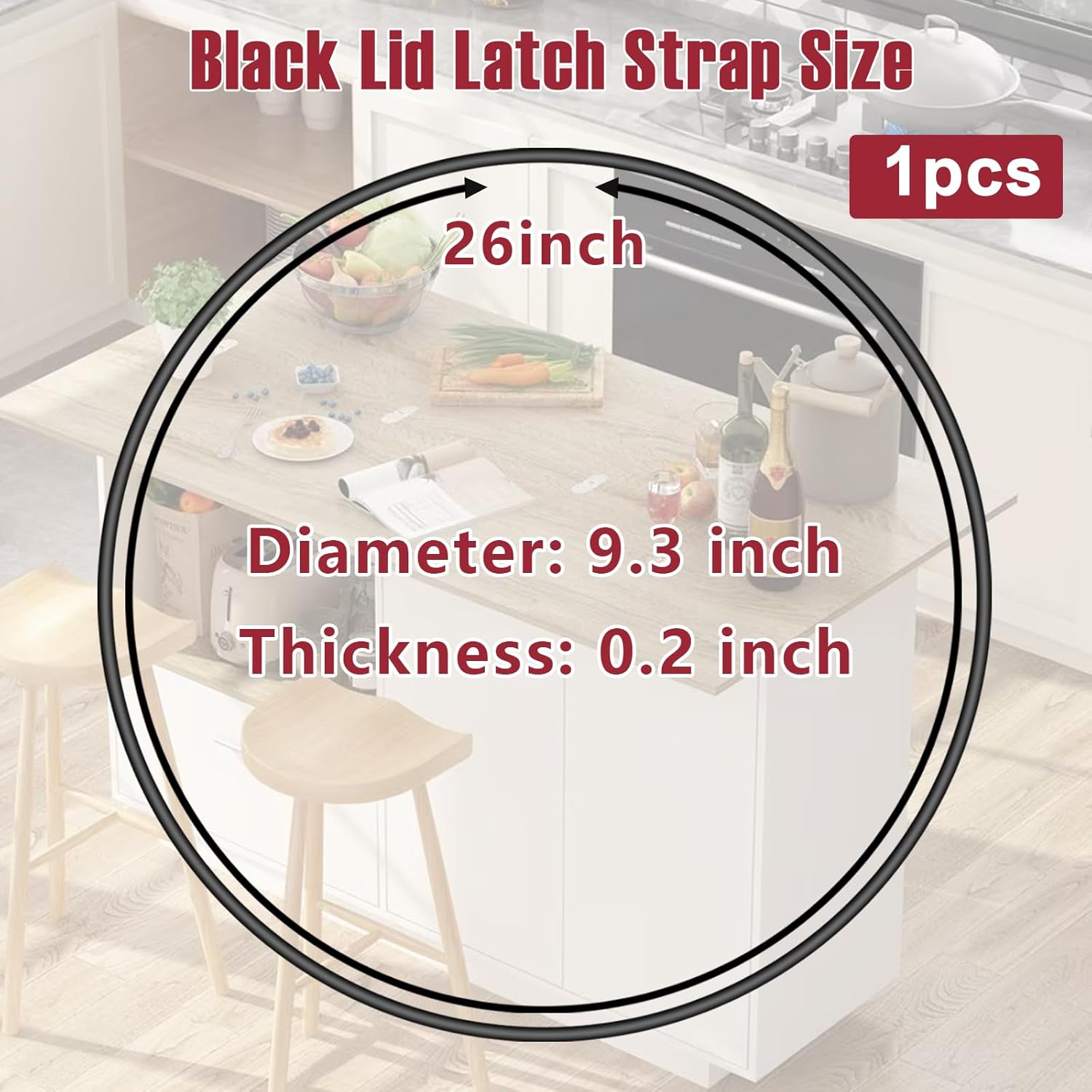 Black Lid Latch Strap Rubber Band 6,7,8 Quart for Hamilton Beach Crock Pot Slow Cooker 1PCS
