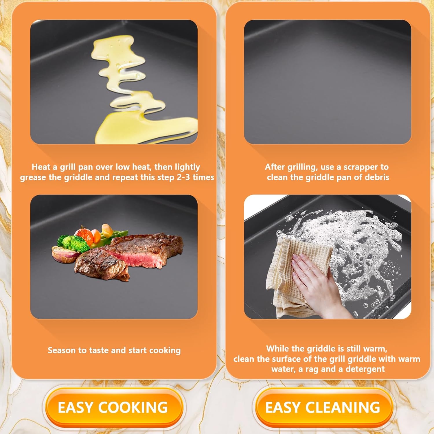 Universal Flat Top Griddle, Cast Iron BBQ Griddle for Electric/Gas/Charcoal Grill/Stove, 18.6 x14" Griddle Inserts for Weber Charbroil Camp Chef,Nonstick Coating Cooking Skillet Pan for Outdoor