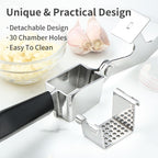 Garlic Press Stainless Steel, Professional Manual Garlic Mincer Garlic Crusher for Kitchen Use, Easy to Squeeze and Clean, Rust Proof and Dishwasher Safe, 8.26-Inch, Black