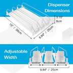 Soda Can Dispenser for Refrigerator, 3 Row Self-Pushing Rack, Fits up to 15 Cans, Width Adjustable Beverage Storage Rack, 15inch White