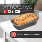 Nonstick Loaf Pan Set Pack of 1, Carbon Steel 11" Large Baking Bread Pan, Oven Safe Up to 450°F, PFOA, PFOS, PTFE Free, Space Saving Stackable Design, Stain Resistant, Dishwasher Friendly, Gray Marble