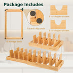 Bamboo Pot Lid Organizer, Adjustable Kitchen Organizer for Cabinet, Expandable Pot and Pan Storage Rack, Kitchen Organization for Lids, Bakeware, and Cutting Boards