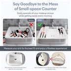 IeBilif Bathroom Sink Cover for Counter Space, Foldable Sink Covers, Makeup Organizer Mat Space Saver with Hanging Loop, Silicone Makeup Brush Cleaner Mat for Bathroom(White)
