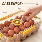 CottonColors Egg Holder for Fridge 18 Egg Container for Refrigerator Plastic Egg Organizer for Refrigerator Stackable Egg Storage With Lids for Timer(2 pack)