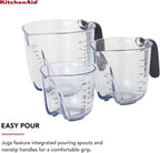 KitchenAid Universal Easy View Angled Measuring Cups, Set Of 3, Clear with Black Handles