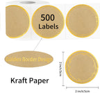 2" Kraft Label Stickers for Jars and Lids, 6 Different Gold Border Designs, Kraft Sticker Labels use for Pantry, Mason Jars, Canning, Bottles- 500pcs