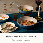 Redchef Nonstick Frying Pans Set, 4-Piece Ceramic Cookware Set, 8" 9.5" 11" Saute Pan Skillet, Non Toxic Pans for Cooking, Pots and Pans Set, PFAS & PTFE & PFOA Free, Dishwasher & Oven Safe, Blue