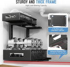 1 Pack-11.4"-16.14"H Under Sink Storage Organizer, Large 2-Tier Elegant Mesh Pull Out Shelf for Kitchen and Bathroom Cabinet Organization, L-Shaped and Adjustable Height Design for Maximum Space-Black