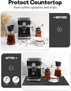 SUEH DESIGN Coffee Mat, Absorbent Dish Drying Mat 23.6 x 15.7 in Quick Dry Coffee Mat Large Drying Mats for Kitchen Counter Coffee Bar, Marble Black