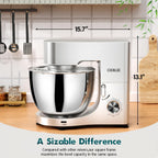 COOKLEE Stand Mixer, 9.5 Qt. 660W 10-Speed Electric Kitchen Mixer with Dishwasher-Safe Dough Hooks, Flat Beaters, Wire Whip & Pouring Shield Attachments for Most Home Cooks, Silver