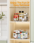 LAMU 2 Pack 10.6in Lazy Susan Organizer Turntable for Cabinet, Clear Lazy Susan for Refrigerator Rotating Organizer for Fridge, Kitchen, Pantry, Countertop, Bathroom, Medicine Cabinet Organizer