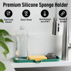 Zulay Kitchen Large Silicone Sponge Holder (12x4) – Flexible Sink Organizer Tray for Kitchen & Bathroom – Multipurpose Soap Dish for Sponges, Makeup, Trinkets & More (Pine Green)