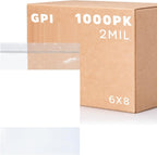 1000 Count, 6" x 8" Zip Bags, 2 Mil Thick Clear Plastic Reclosable Zipper Lock Bags with Write-on White Block, with Resealable Zip Top Lock for Food Storage, Sandwiches, Jewelry, Candy.