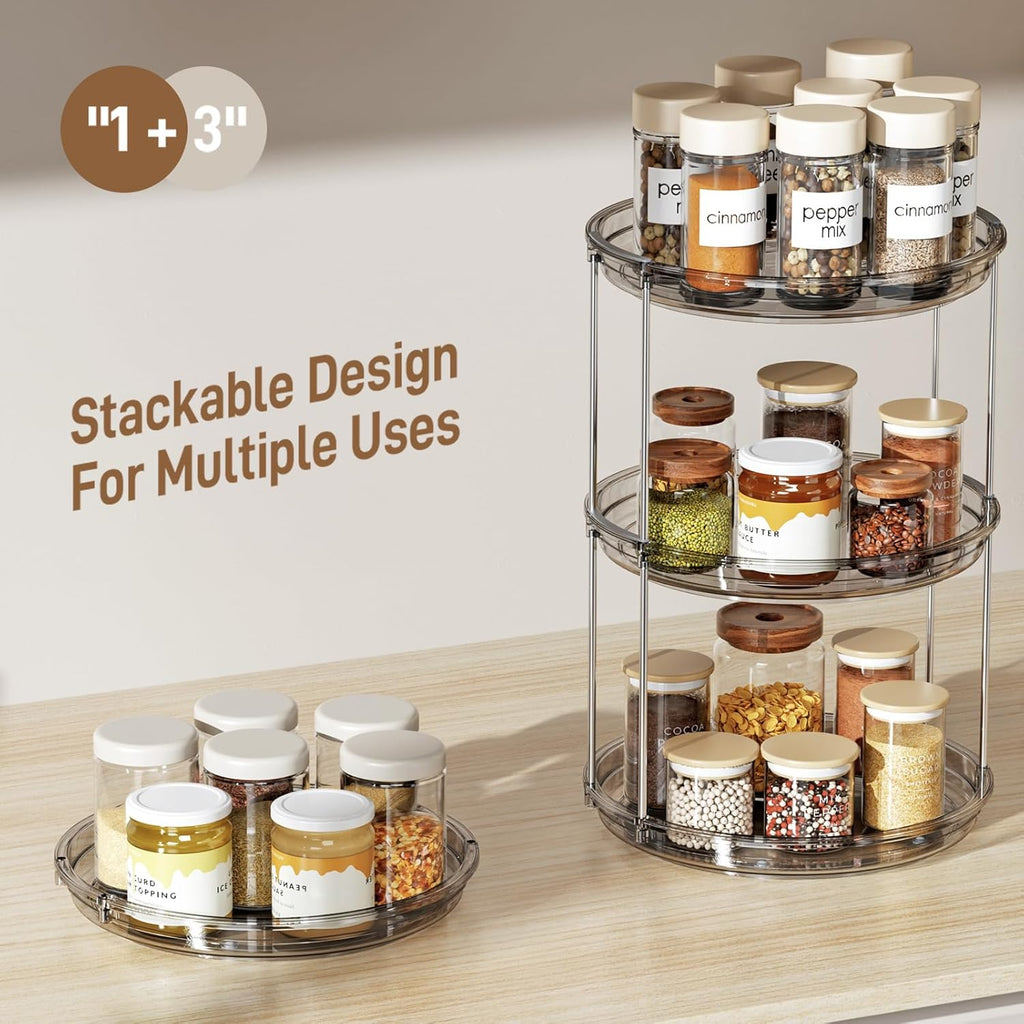 LAMU 2 Tier Lazy Susan Turntable Organizer 9.25'' Rotating Spice Rack Organization for Cabinet, Kitchen, Pantry, Countertop, Bathroom, Vanity, Medicine Cabinet Organizer, Grey