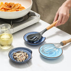 Selamica Ceramic Spoon Rest for Stove Top, 4.6 Inch Cooking Spoon Holder for Kitchen Counter, Stackable Utensil Rest Holder for Spatula, Ladles, Tong, Coffee Spoon, Set of 4, Gradient Blue