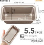 CHEFMADE Mini Loaf Pan Set, 5.5-Inch 4Pcs Non-Stick Rectangle Bread and Cake Bakeware for Oven and Instant Pot Baking (Champagne Gold)