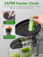 Slow Juicer for Celery Ginger Beet Carrot, Masticating Cold Press Juicer 200W Motor, Pulp Separated, East to Clean Dishwasher Safe, BPA Free, Juicer Machine Vegetable & Fruit