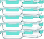 M MCIRCO [10-Pack,22 Oz Glass Meal Prep Containers,Glass Food Storage Containers with lids,Glass Lunch Containers,Microwave, Oven, Freezer and Dishwasher, Green