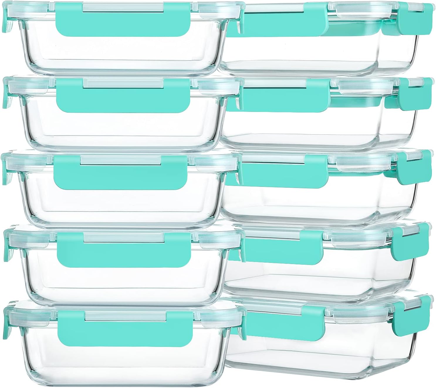 M MCIRCO [10-Pack,22 Oz Glass Meal Prep Containers,Glass Food Storage Containers with lids,Glass Lunch Containers,Microwave, Oven, Freezer and Dishwasher, Green