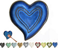 Ceramic Spoon Rest for Stove Top, Heart Cute Spoon Rest for Kitchen Counter, Cooking Spoon Holder for Kitchen Counter, Utensil Rest Spatula Rest Ladle Holder Tong Rest (Retro Sapphire)