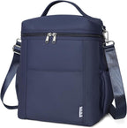 NOL Natural Organic Lifestyle Insulated Lunch Bags for Women Cooler Bag Lightweight Nylon Waterproof Lunch Box For Work (Navy blue, Large)