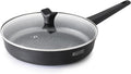 THE ROCK SOHO 11-Inch Non Stick Frying Pan with Lid – Nothing Sticks, Never Warps, Lasts Longer, Healthy Skillet with Heat-Resistant Handle, PFOA Free, Oven & Dishwasher Safe, Black