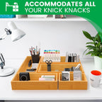 Bamboo Drawer Organizer Set, 5-Piece Storage Trays for Kitchen, Bathroom, Office Desk, Makeup & Junk Drawers,Utensils