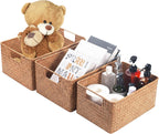 YANGQIHOME Wicker Baskets, [Set of 3] Woven Baskets for Storage, Seagrass Storage Baskets for Organizing with Built-in Handles, Open Storage Bins, Multisize, Natural