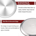 TeamFar Pizza Pan, 12 inch Pizza Pan Set Round Pizza Oven Baking Pans Tray Stainless Steel for Home Restaurant Party, Healthy & Heavy Duty, Dishwasher Safe & Easy Clean - Set of 4