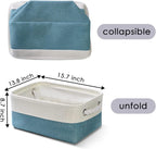 TheWarmHome Storage Bins for Shelves - Small 6 Pack 11.8x7.8x5.2 inch Sturdy Storage Basket W/Handles, Decorative Foldable Storage Baskets for Organizing Closet Nursery Toy(White & Green)