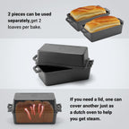 9×5 Inch Cast Iron Loaf Pan with Lid | Bread Baking Pans | Even Heat Distribution for Homemade Bread, Cake, Meatloaf, 2 Piece Set