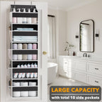 SpaceAid 2 Pack Over The Door Organizer with 5 Large Pockets and 10 Mesh Side Pockets, 5 Layers Door Organizer Hanging with Clear Window for Bedroom, Bathroom, Pantry and Nursery, Black